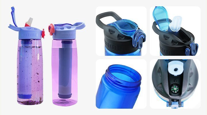 an outdoor sports water bottle / filter water bottle